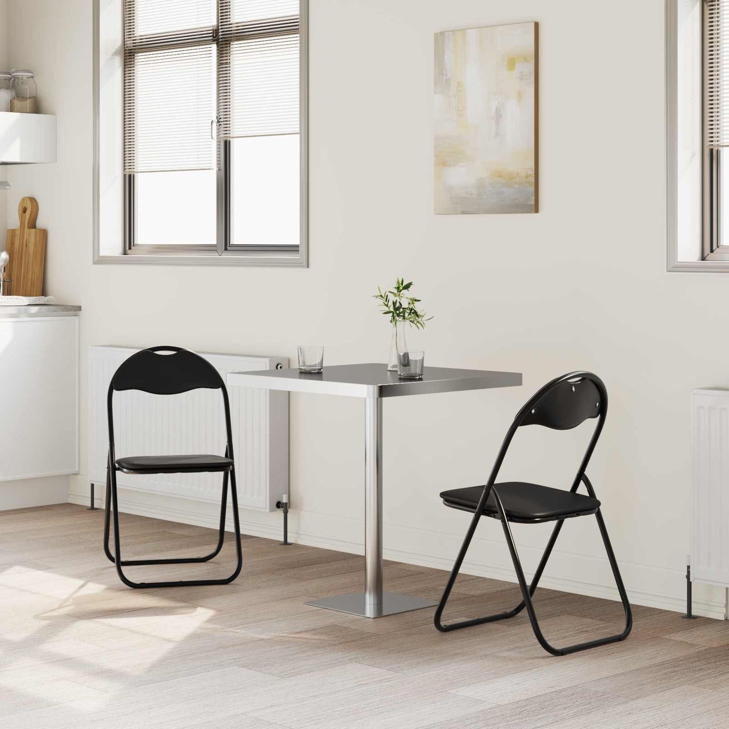 Inklapbare stoel 2 pcs Zwart 48 x 43,5 x 81 cm Nep Leer