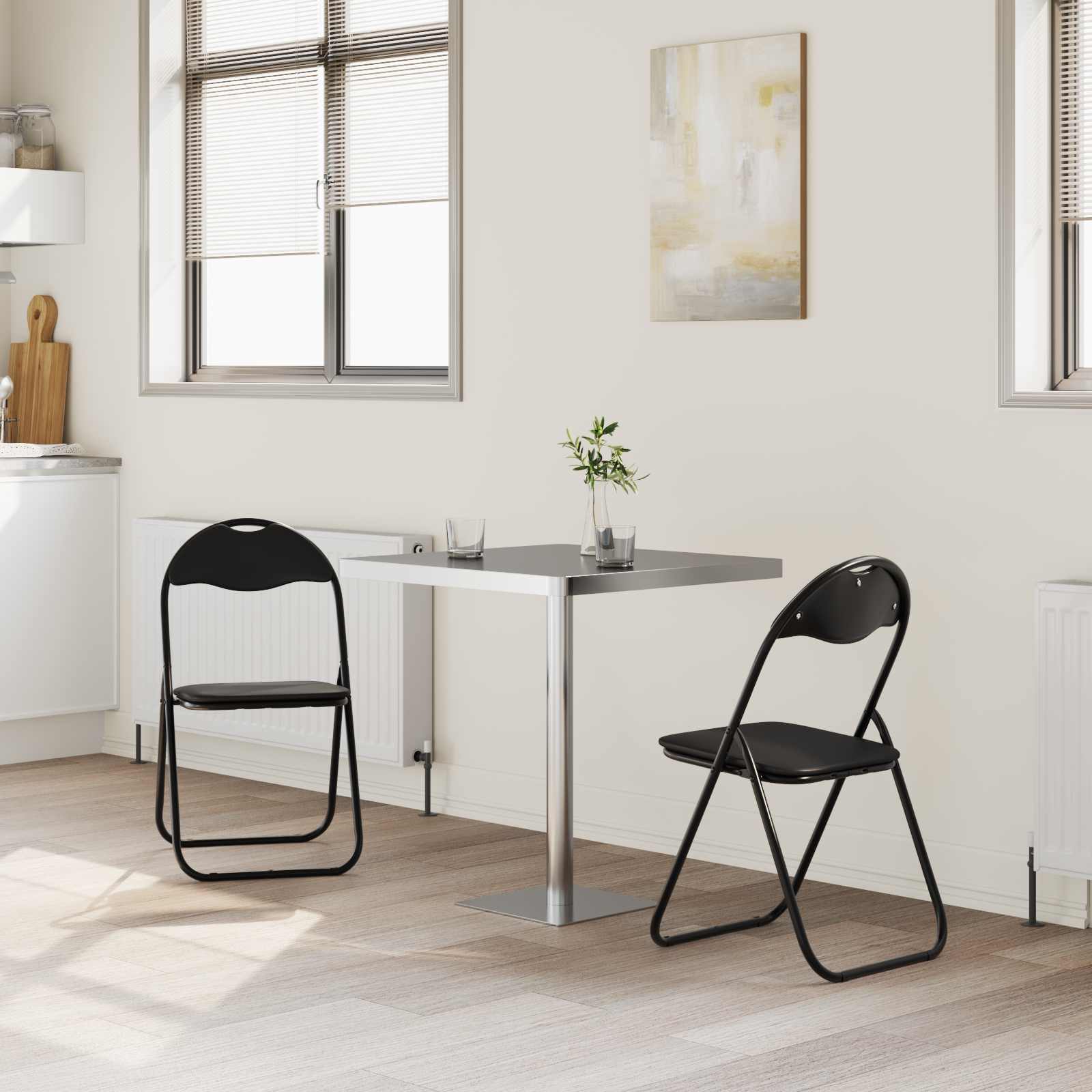 Inklapbare stoel 2 pcs Zwart 48 x 43,5 x 81 cm Nep Leer