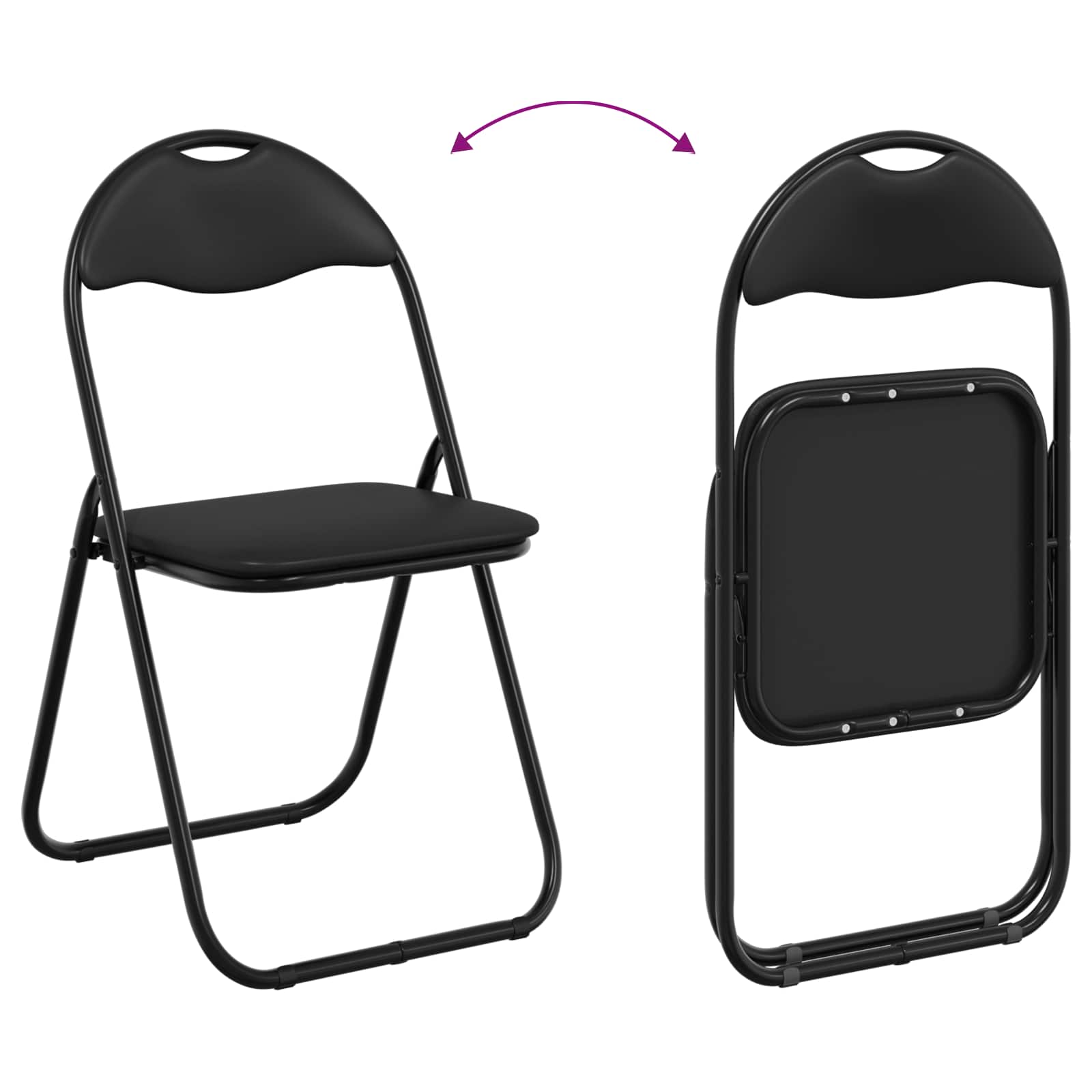 Inklapbare stoel 2 pcs Zwart 48 x 43,5 x 81 cm Nep Leer