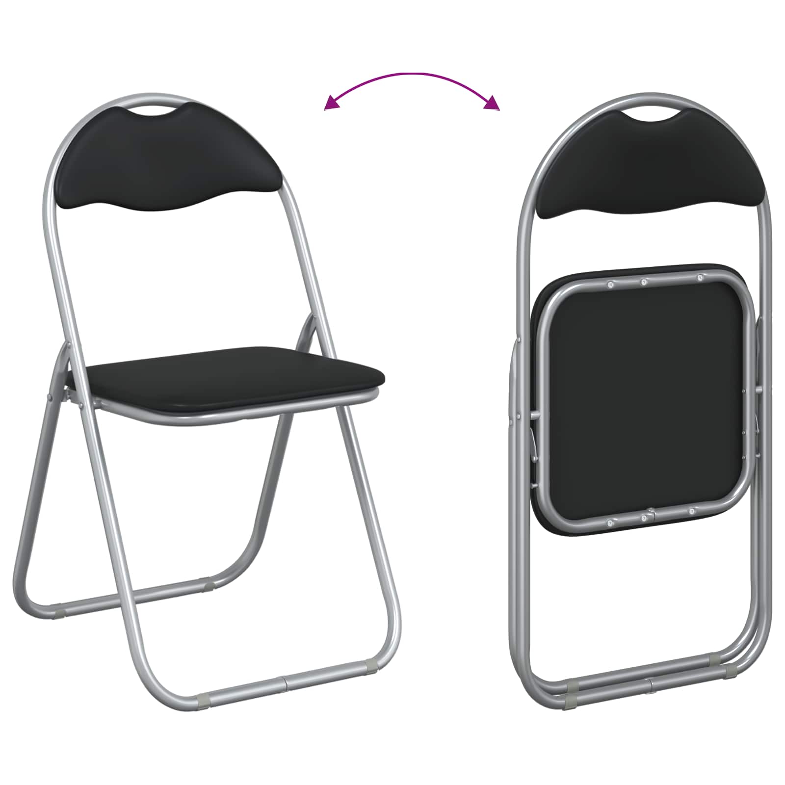 Inklapbare stoel 8 pcs Zwart en Grijs 48 x 43,5 x 81 cm