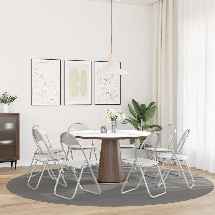 Inklapbare stoel 8 pcs Wit en Grijs 48 x 43,5 x 81 cm Nep Leer