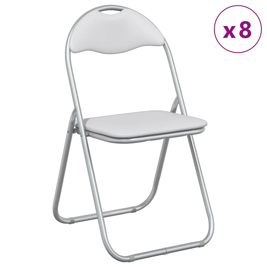 Inklapbare stoel 8 pcs Wit en Grijs 48 x 43,5 x 81 cm Nep Leer