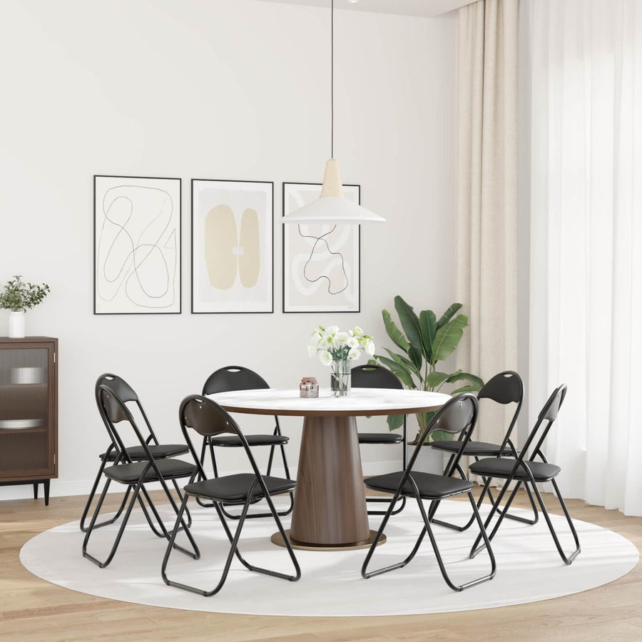 Inklapbare stoel 8 pcs Zwart 48 x 43,5 x 81 cm Nep Leer