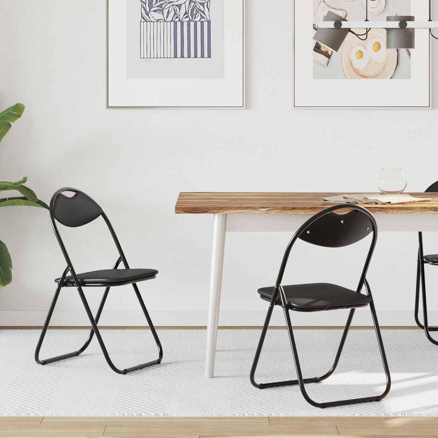 Inklapbare Eetstoel 2 pcs Zwart 48 x 43,5 x 81 cm PVC staal