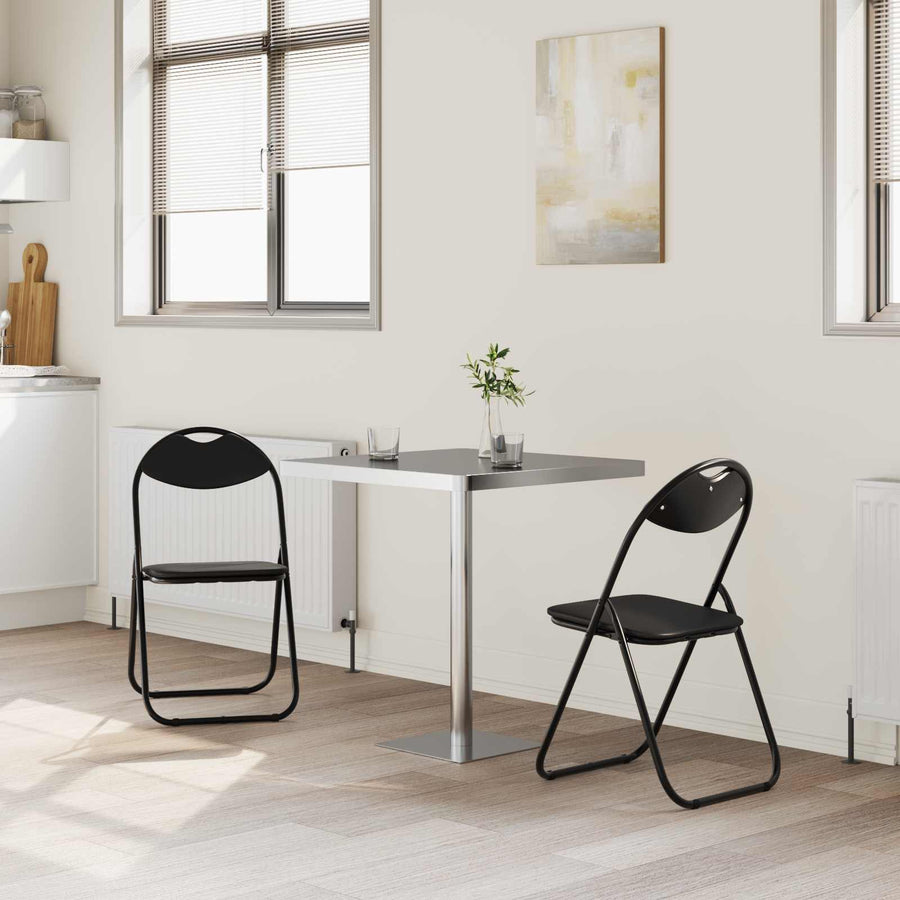 Inklapbare Eetstoel 2 pcs Zwart 48 x 43,5 x 81 cm PVC staal