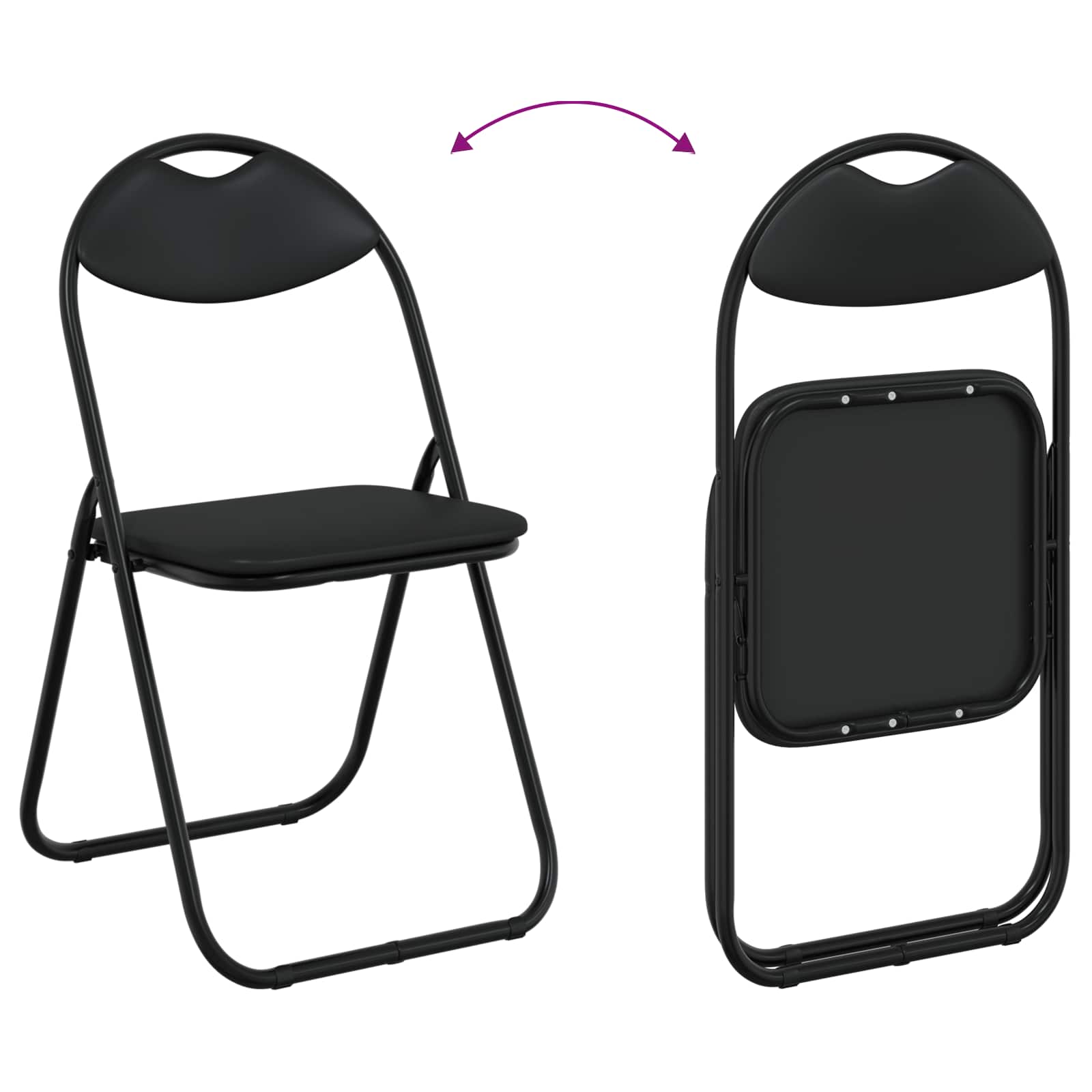 Inklapbare Eetstoel 2 pcs Zwart 48 x 43,5 x 81 cm PVC staal