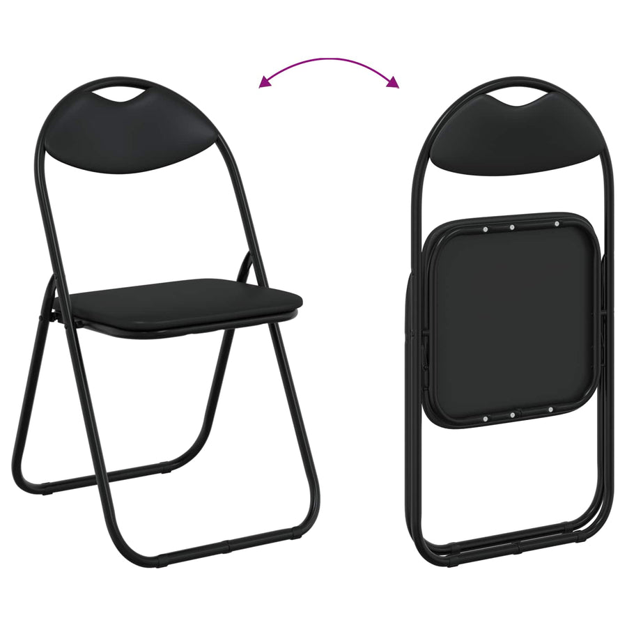 Inklapbare Eetstoel 2 pcs Zwart 48 x 43,5 x 81 cm PVC staal