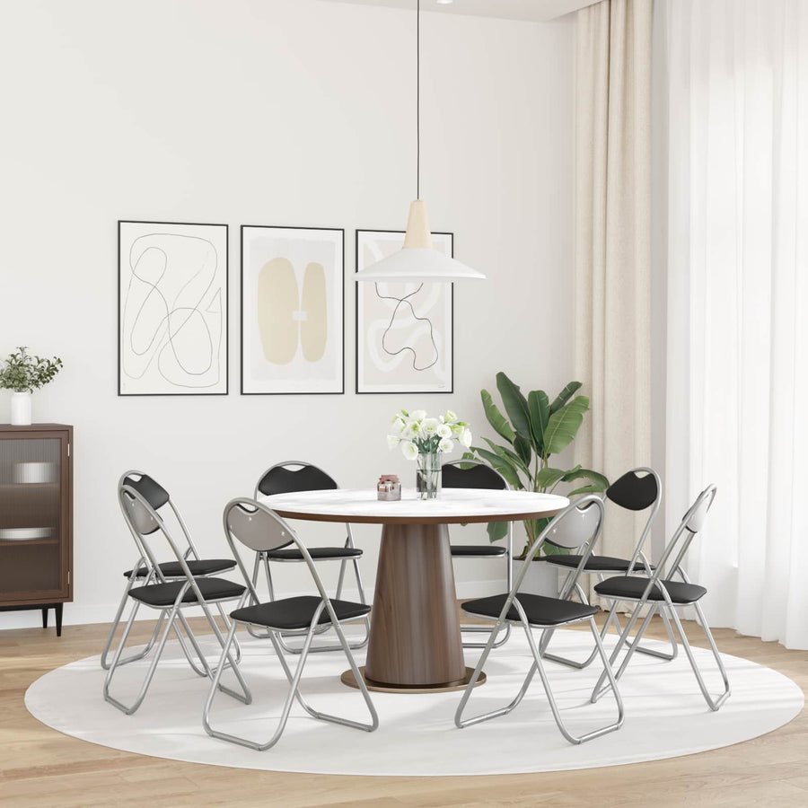 Inklapbare Eetstoel 8 pcs Zwart 48 x 43,5 x 81 cm PVC staal