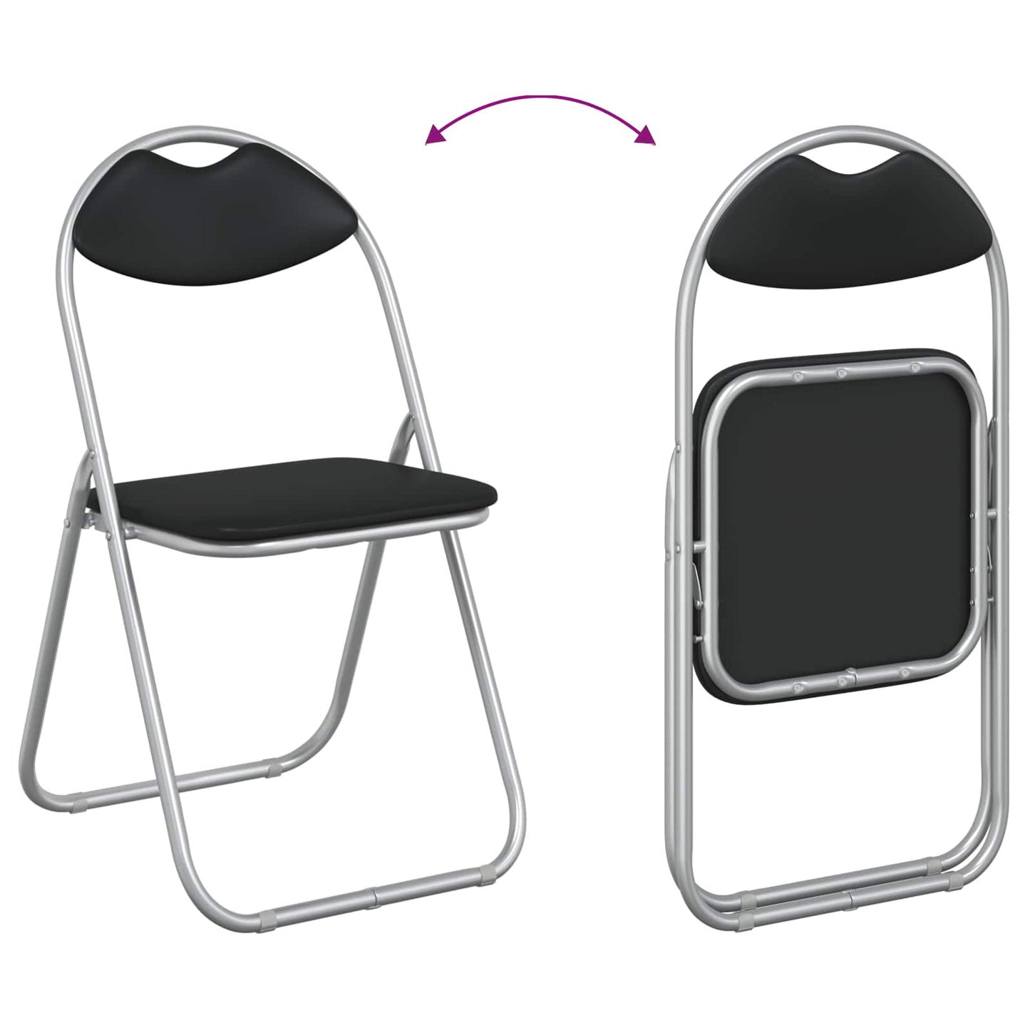 Inklapbare Eetstoel 8 pcs Zwart 48 x 43,5 x 81 cm PVC staal