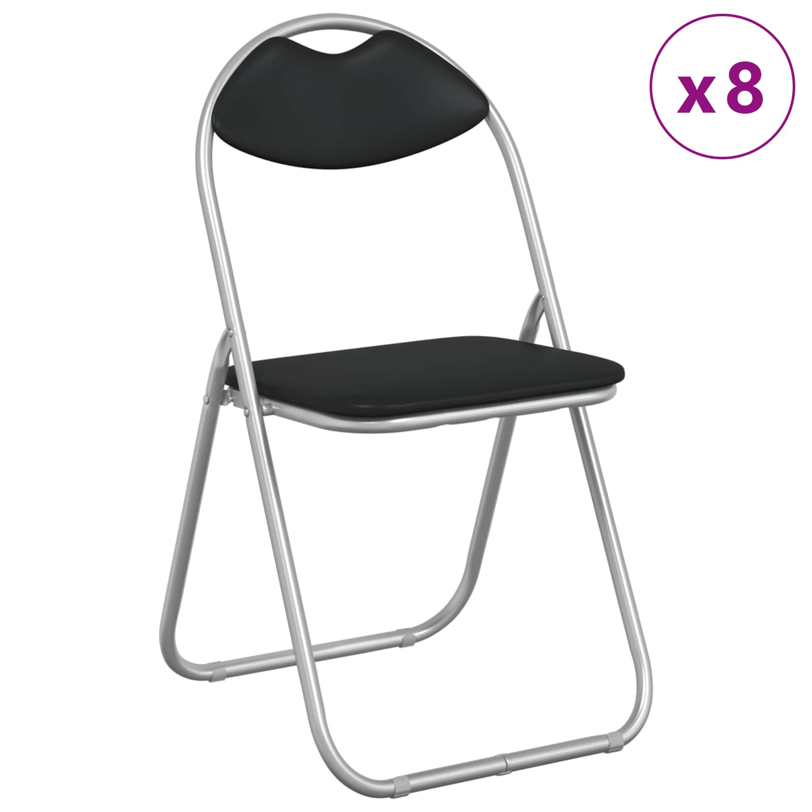 Inklapbare Eetstoel 8 pcs Zwart 48 x 43,5 x 81 cm PVC staal