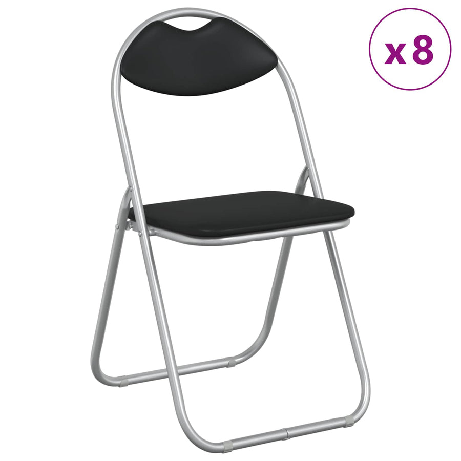 Inklapbare Eetstoel 8 pcs Zwart 48 x 43,5 x 81 cm PVC staal