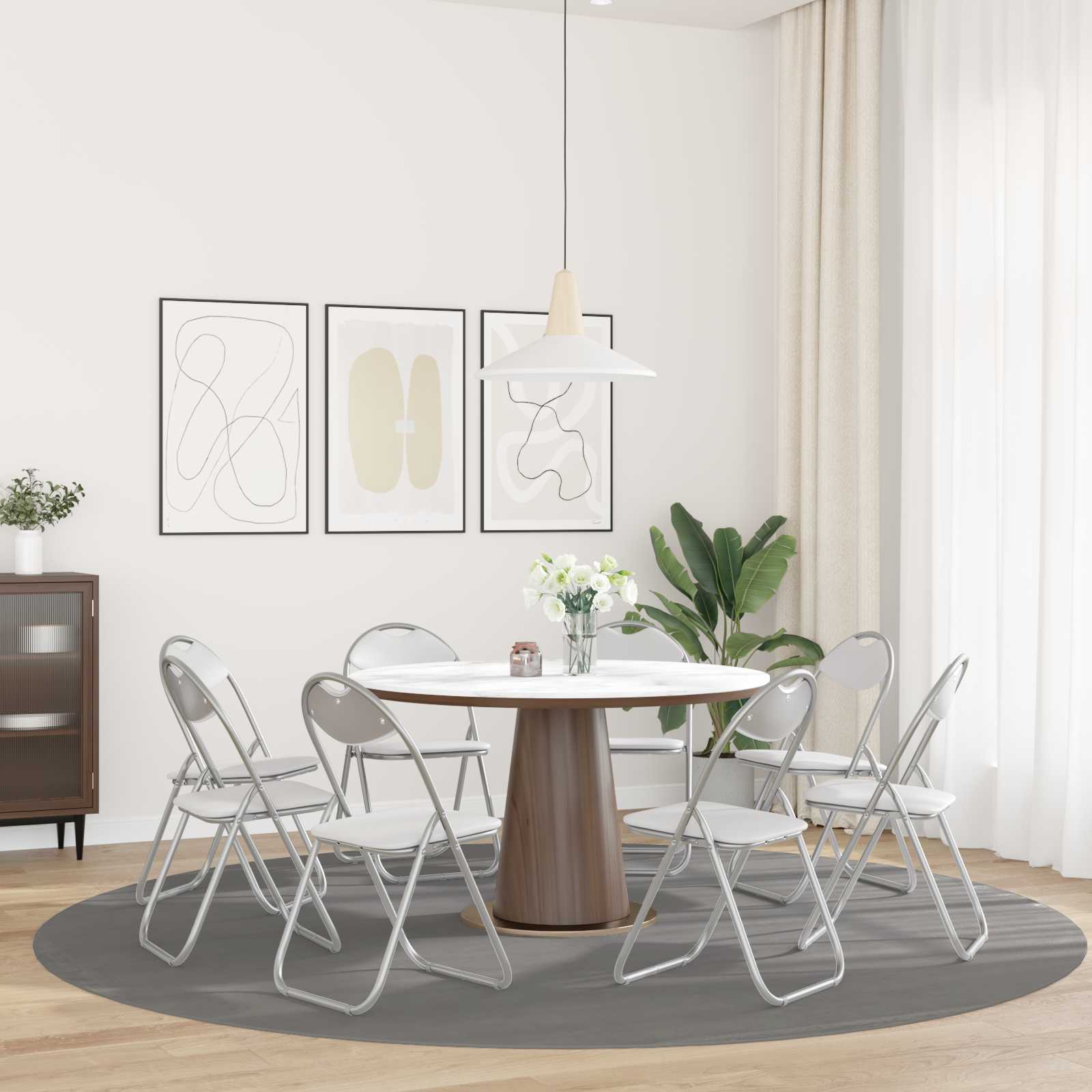 Inklapbare Eetstoel 8 pcs Wit 48 x 43,5 x 81 cm PVC staal