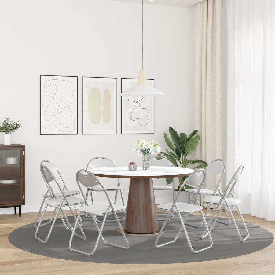 Inklapbare Eetstoel 8 pcs Wit 48 x 43,5 x 81 cm PVC staal