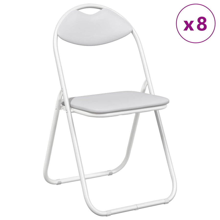 Inklapbare Eetstoel 8 pcs Wit 48 x 43,5 x 81 cm PVC staal