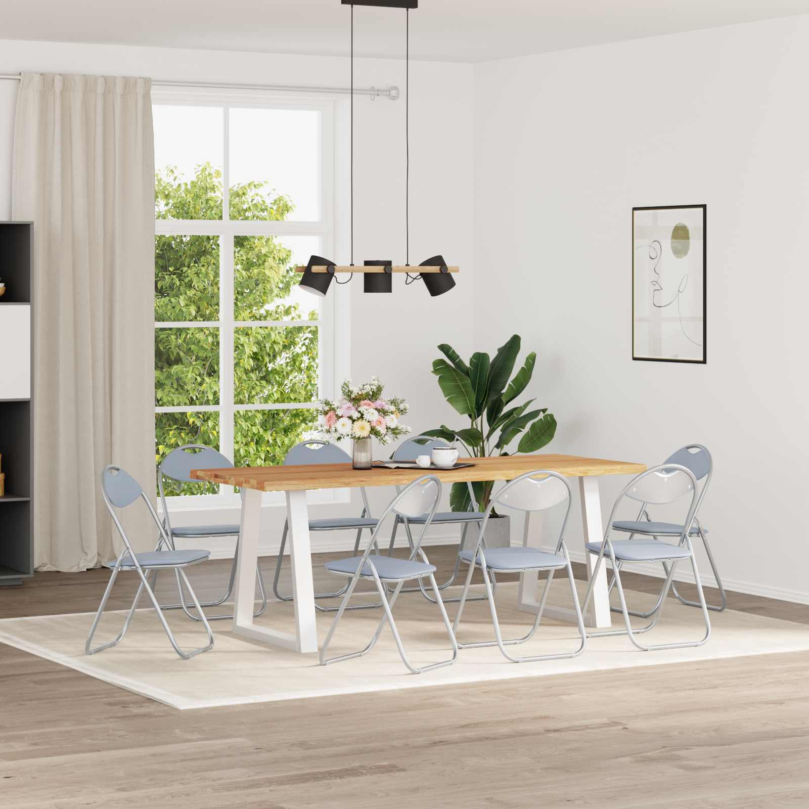 Inklapbare Eetstoel 8 pcs Grijs 48 x 43,5 x 81 cm PVC staal