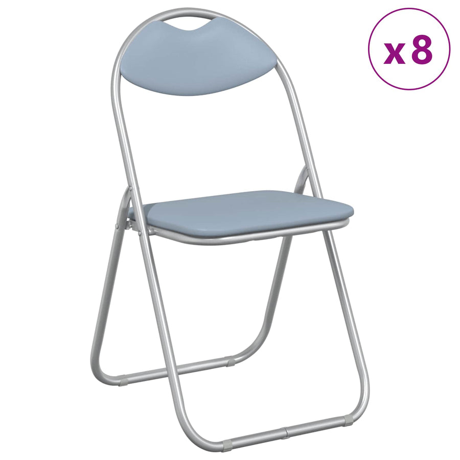 Inklapbare Eetstoel 8 pcs Grijs 48 x 43,5 x 81 cm PVC staal