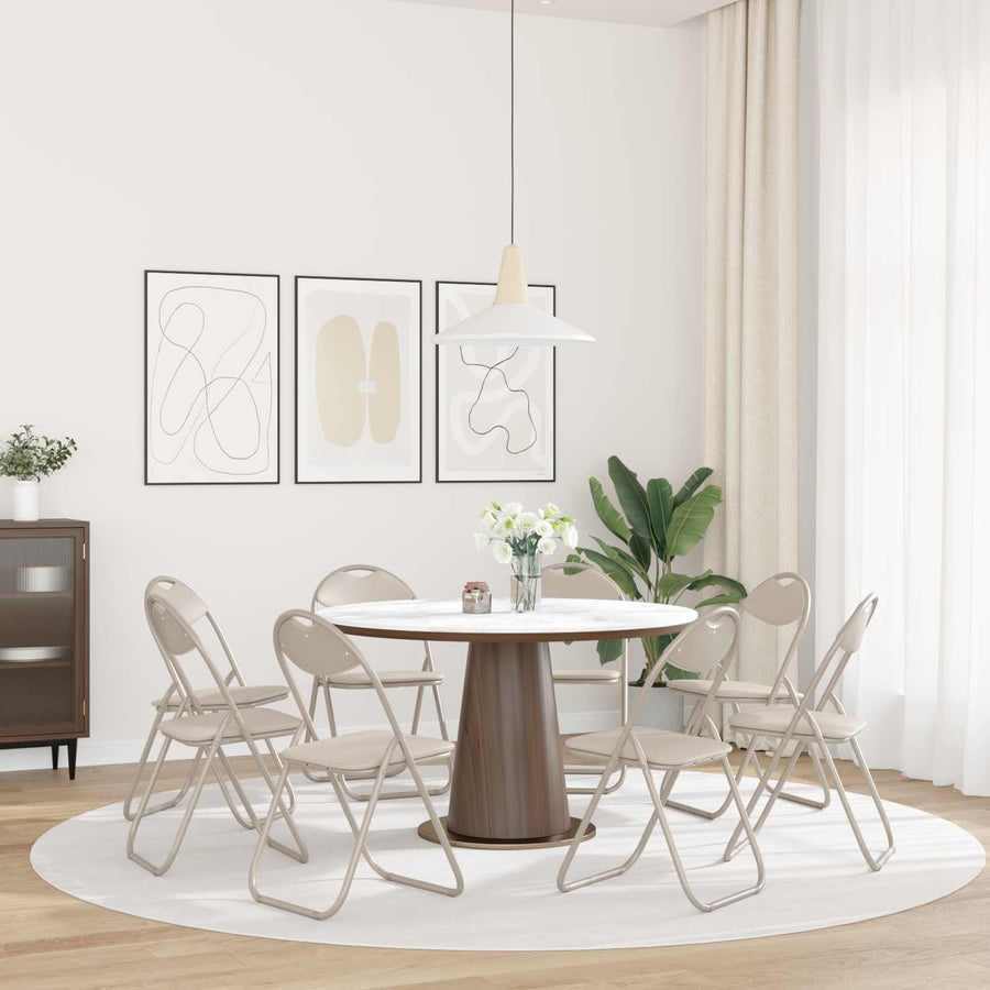 Inklapbare Eetstoel 8 pcs Zand 48 x 43,5 x 81 cm PVC staal