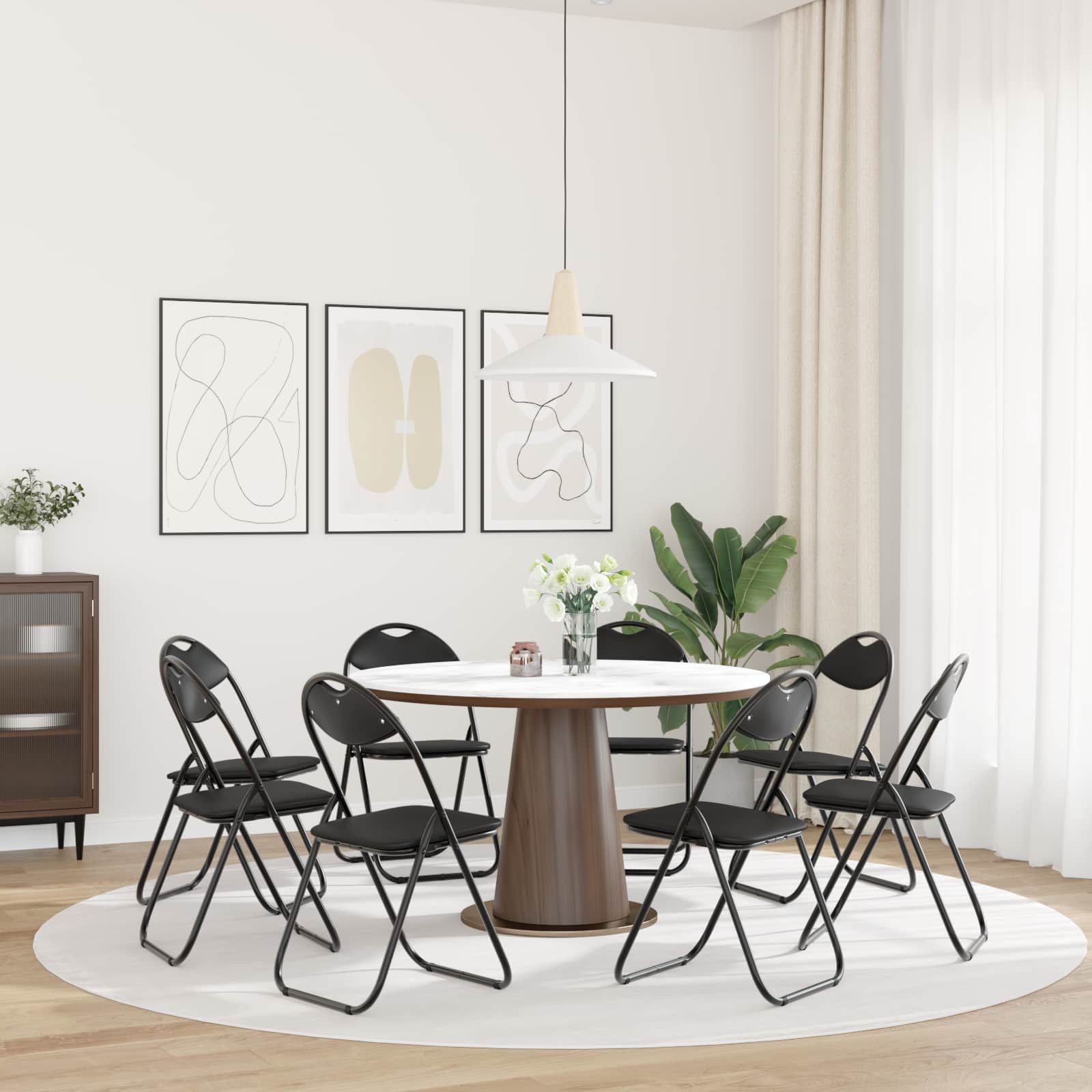 Inklapbare Eetstoel 8 pcs Zwart 48 x 43,5 x 81 cm PVC staal