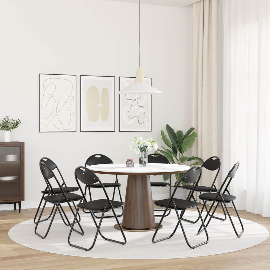 Inklapbare Eetstoel 8 pcs Zwart 48 x 43,5 x 81 cm PVC staal