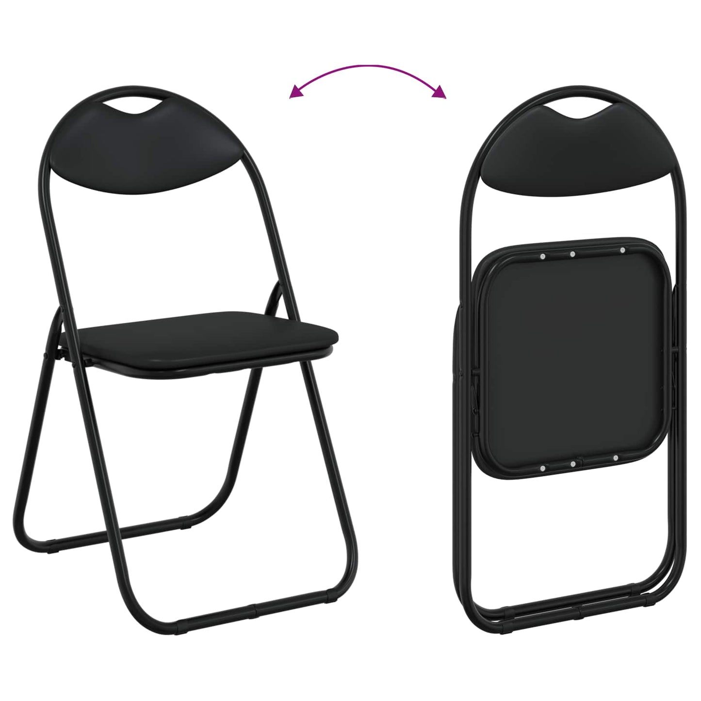 Inklapbare Eetstoel 8 pcs Zwart 48 x 43,5 x 81 cm PVC staal
