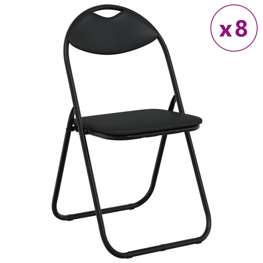 Inklapbare Eetstoel 8 pcs Zwart 48 x 43,5 x 81 cm PVC staal