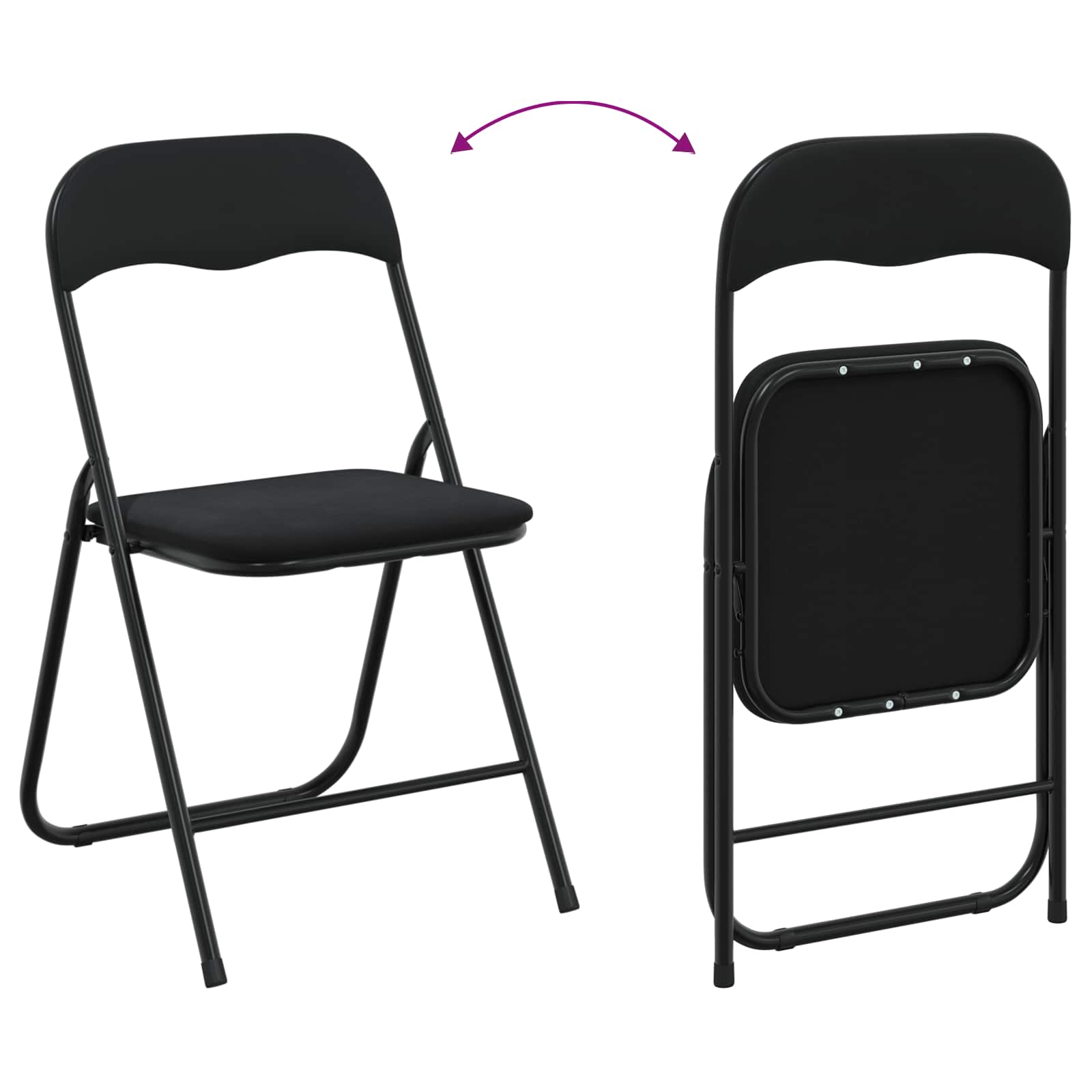 Inklapbare stoel 8 pcs Zwart 48 x 44 x 78 cm Fluweel