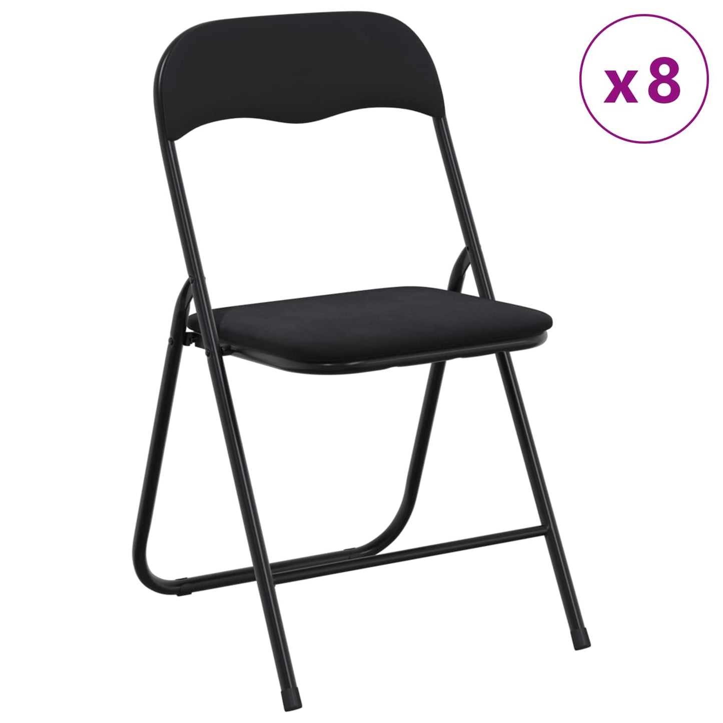 Inklapbare stoel 8 pcs Zwart 48 x 44 x 78 cm Fluweel