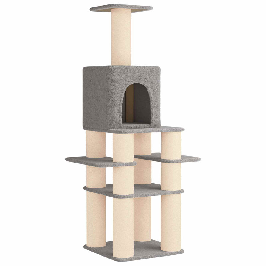 Kattenboom met sisal krabpalen Lichtgrijs 180 cm