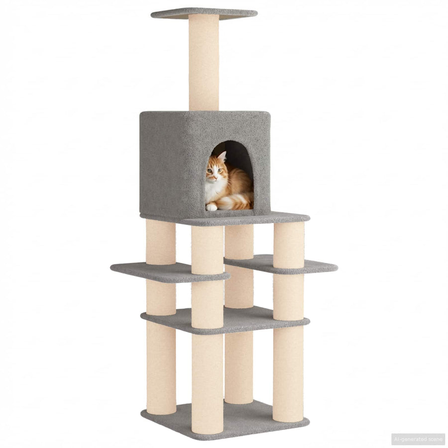 Kattenboom met sisal krabpalen Lichtgrijs 180 cm