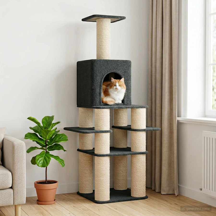 Kattenboom met sisal krabpalen Donkergrijs 180 cm