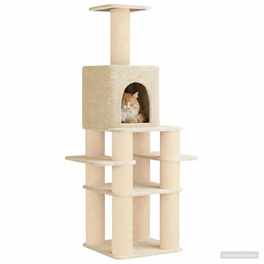 Kattenboom met sisal krabpalen Crèmekleurig 180 cm