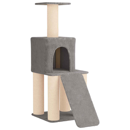 Kattenboom met sisal krabpalen Lichtgrijs 146 cm