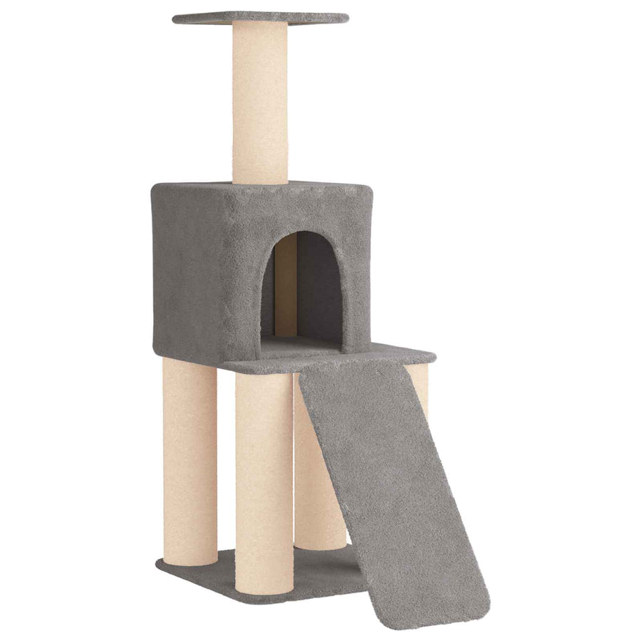 Kattenboom met sisal krabpalen Lichtgrijs 146 cm
