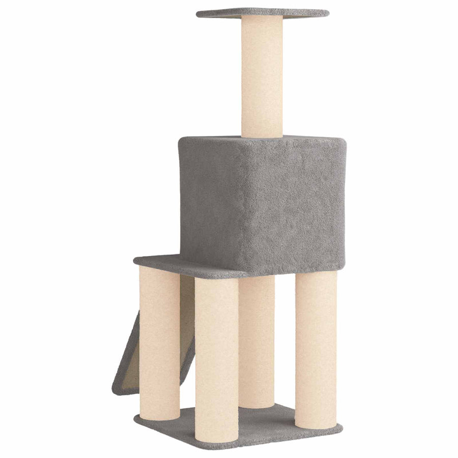 Kattenboom met sisal krabpalen Lichtgrijs 146 cm