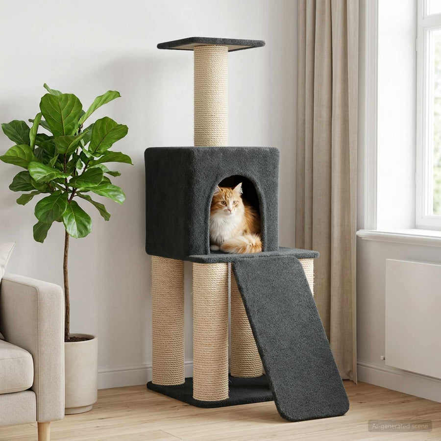 Kattenboom met sisal krabpalen Donkergrijs 146 cm