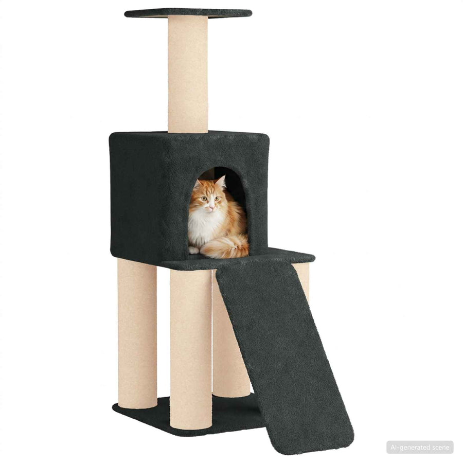 Kattenboom met sisal krabpalen Donkergrijs 146 cm