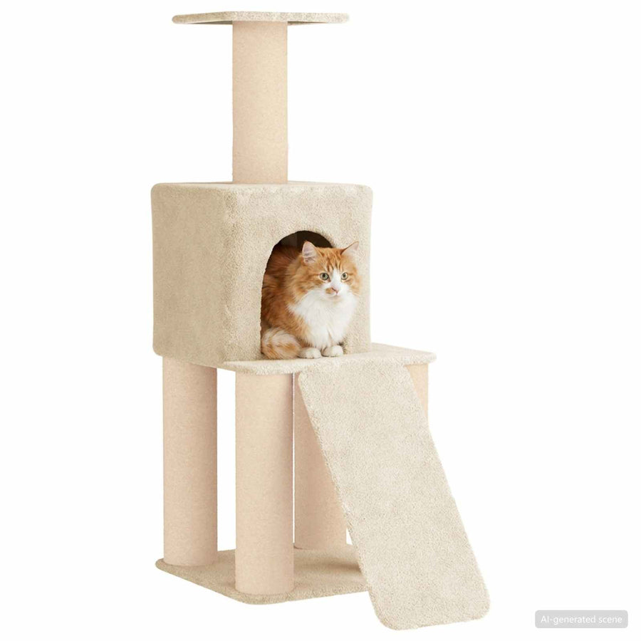 Kattenboom met sisal krabpalen Crèmekleurig 146 cm