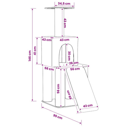 Kattenboom met sisal krabpalen Crèmekleurig 146 cm