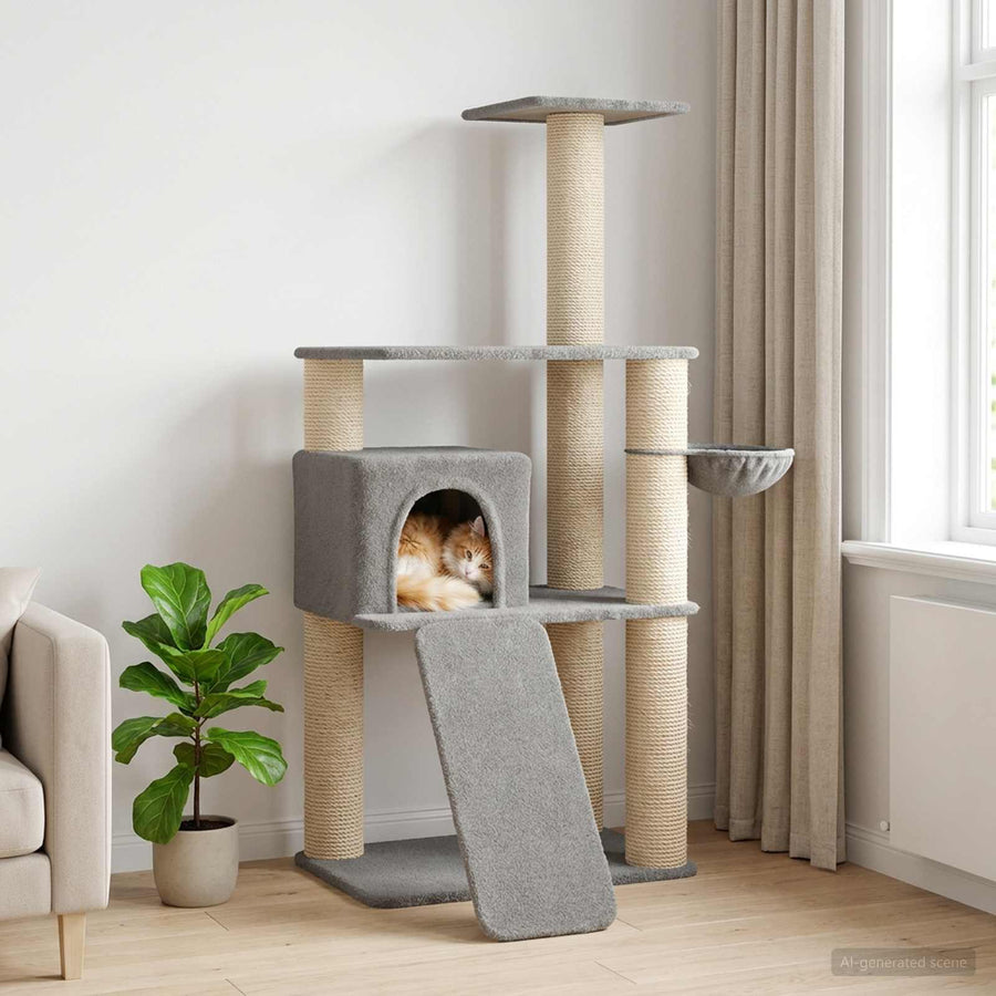 Kattenboom met sisal krabpalen Lichtgrijs 173 cm