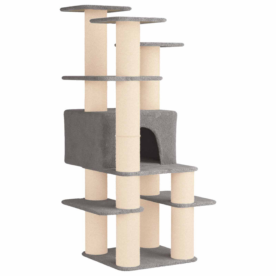 Kattenboom met sisal krabpalen Lichtgrijs 161 cm