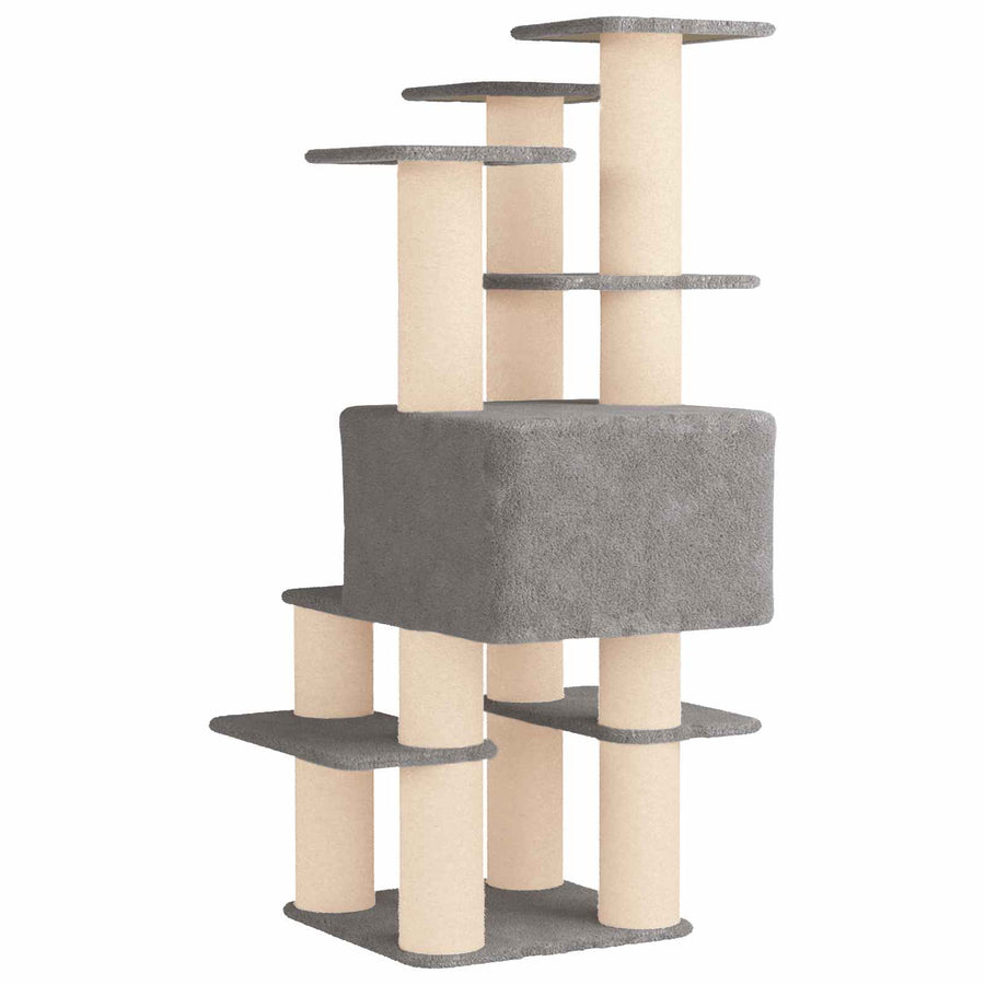 Kattenboom met sisal krabpalen Lichtgrijs 161 cm