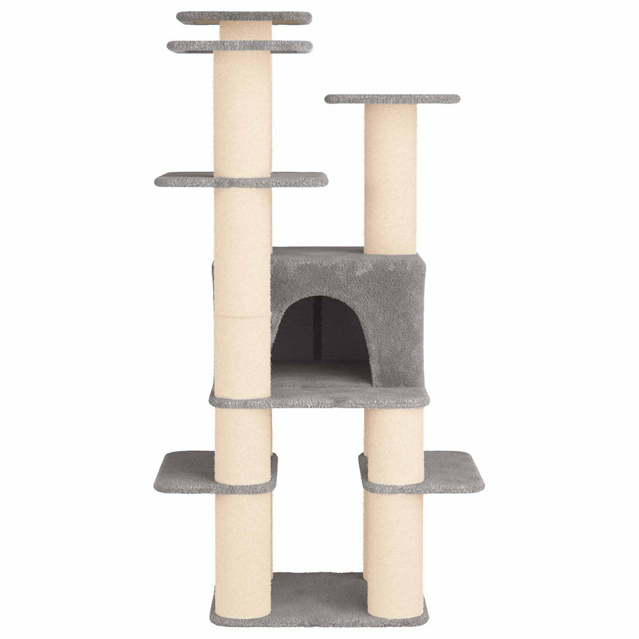 Kattenboom met sisal krabpalen Lichtgrijs 161 cm