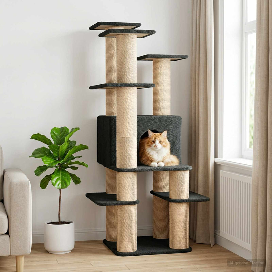 Kattenboom met sisal krabpalen Donkergrijs 161 cm