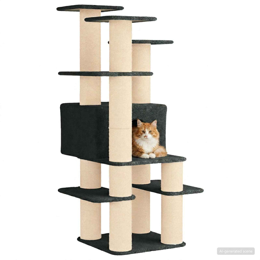 Kattenboom met sisal krabpalen Donkergrijs 161 cm