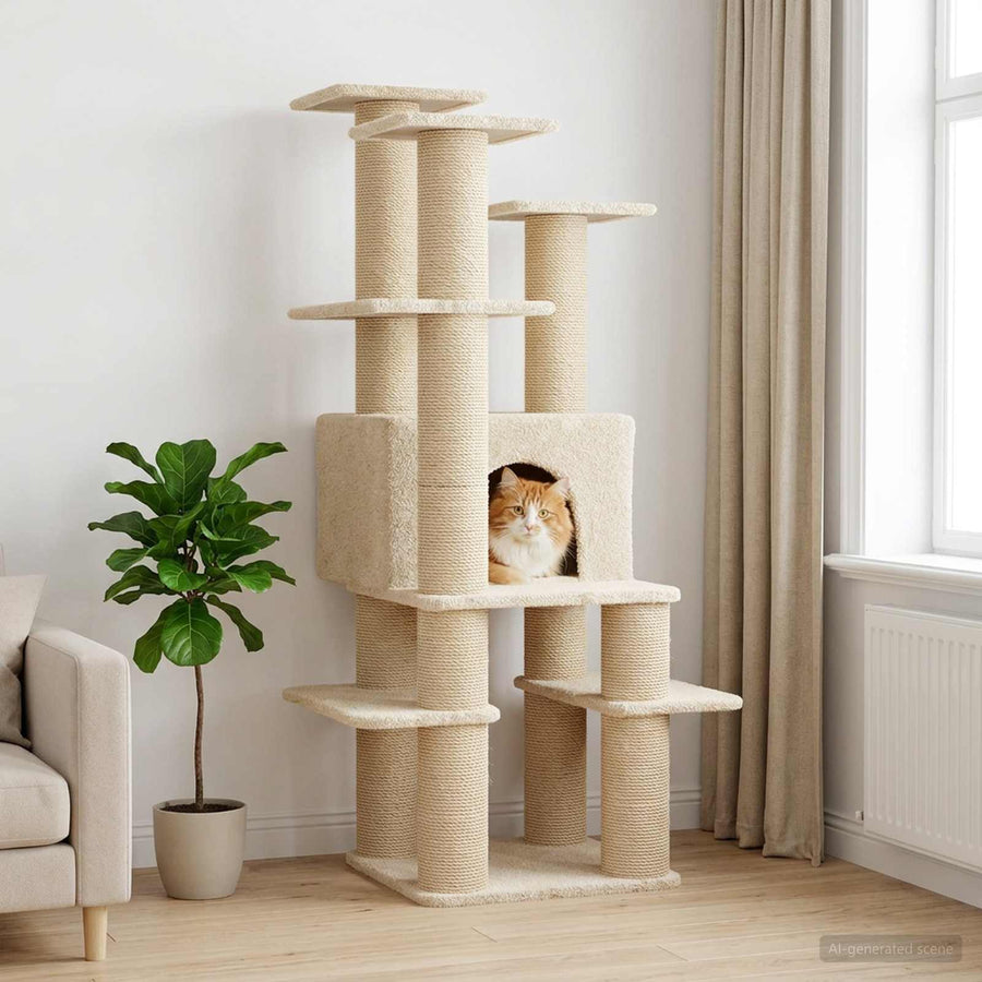 Kattenboom met sisal krabpalen Crèmekleurig 161 cm