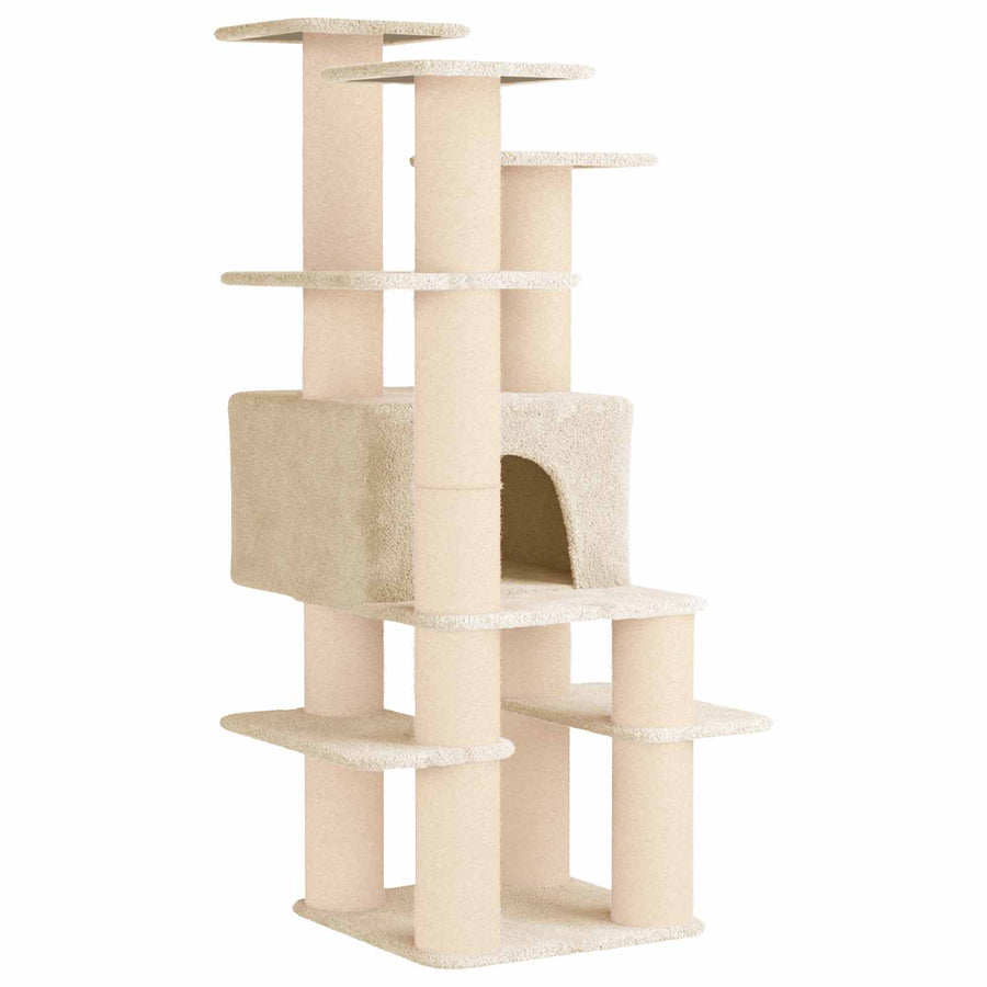 Kattenboom met sisal krabpalen Crèmekleurig 161 cm