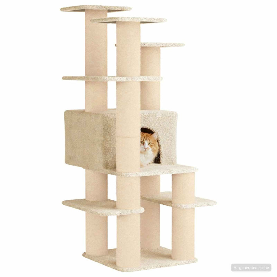 Kattenboom met sisal krabpalen Crèmekleurig 161 cm