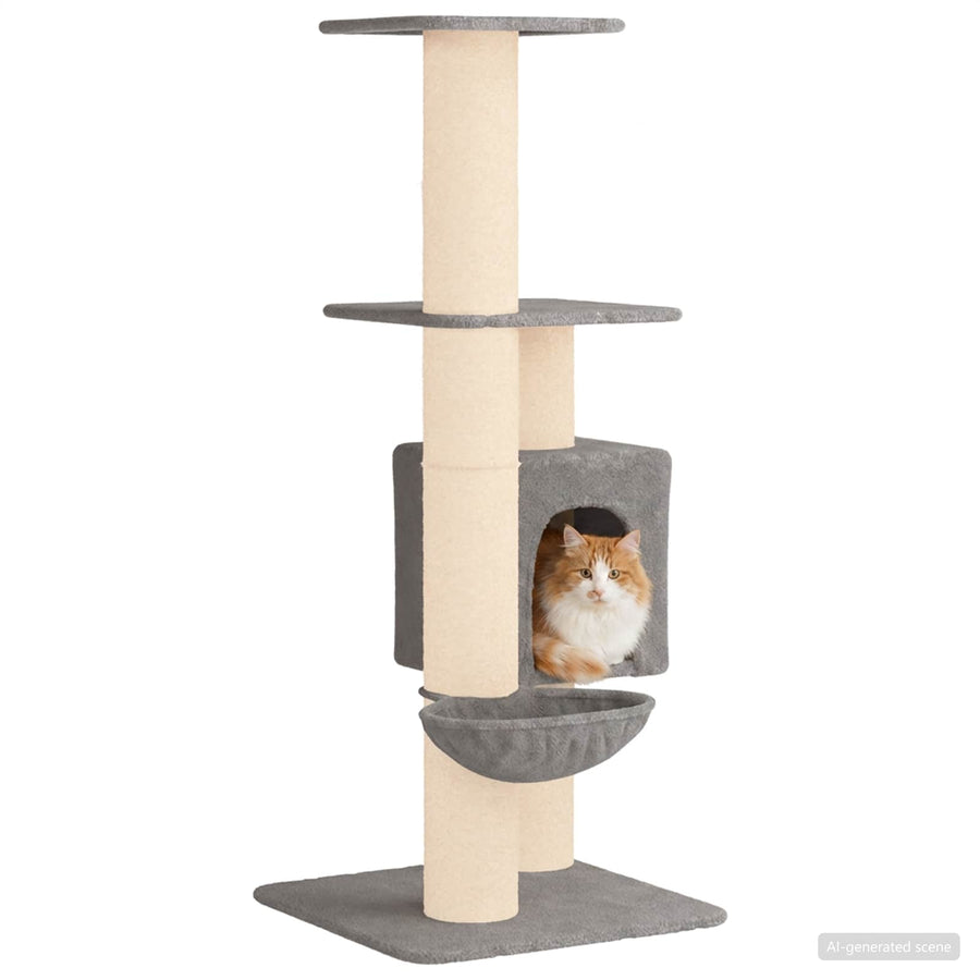 Kattenboom met sisal krabpalen Lichtgrijs 137 cm