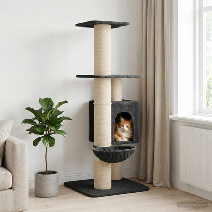 Kattenboom met sisal krabpalen Donkergrijs 137 cm