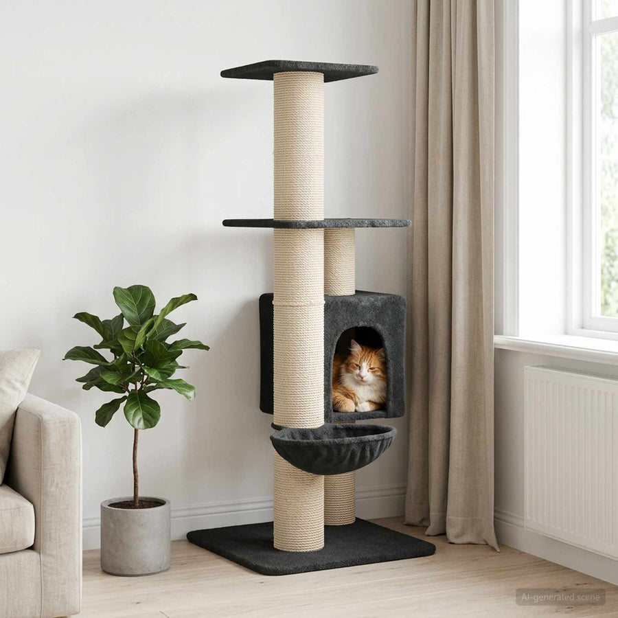 Kattenboom met sisal krabpalen Donkergrijs 137 cm
